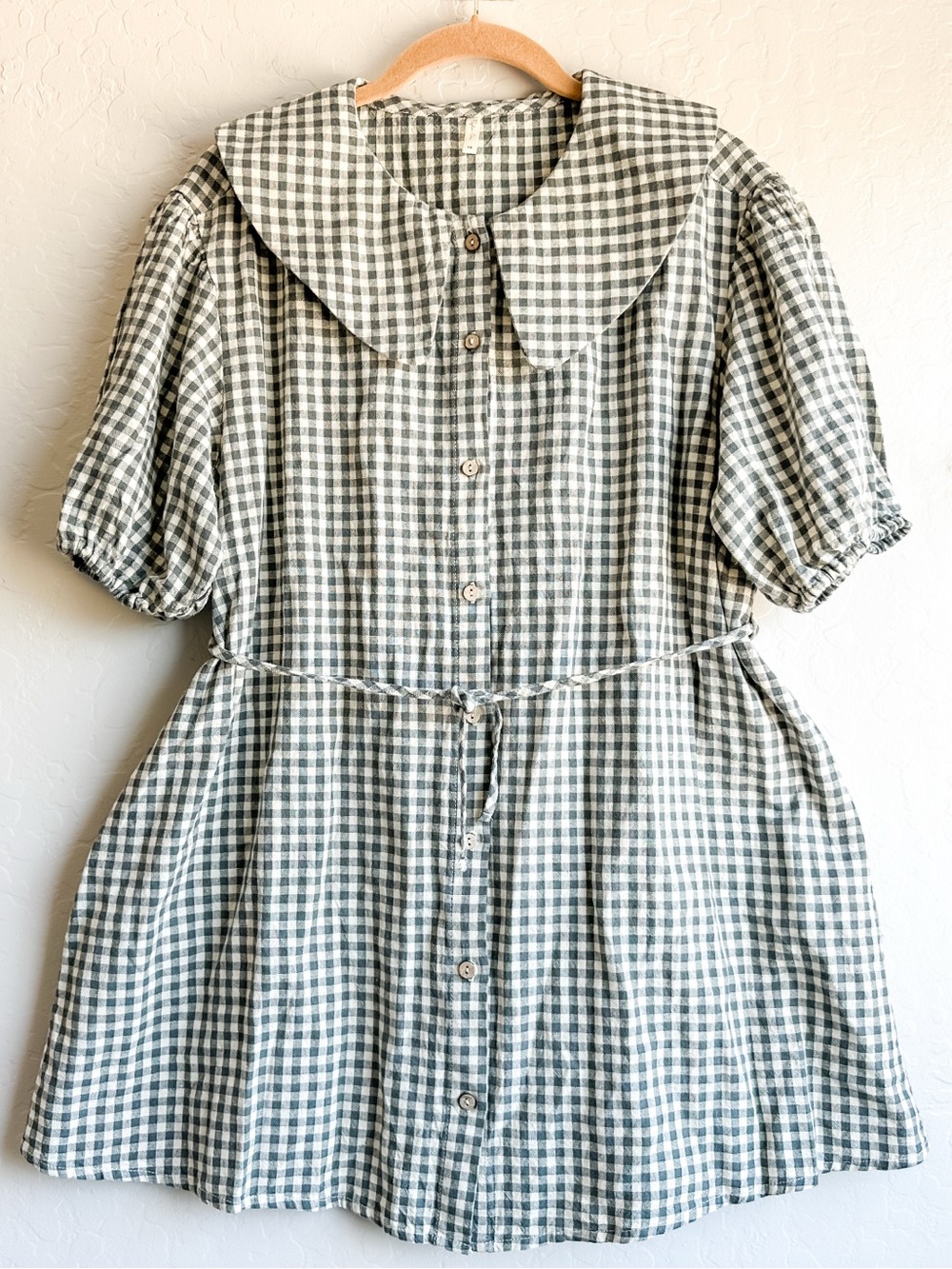 Rylee + Cru Gingham Mini Dress Teen/Women’s Green/Cream - Size XSmall